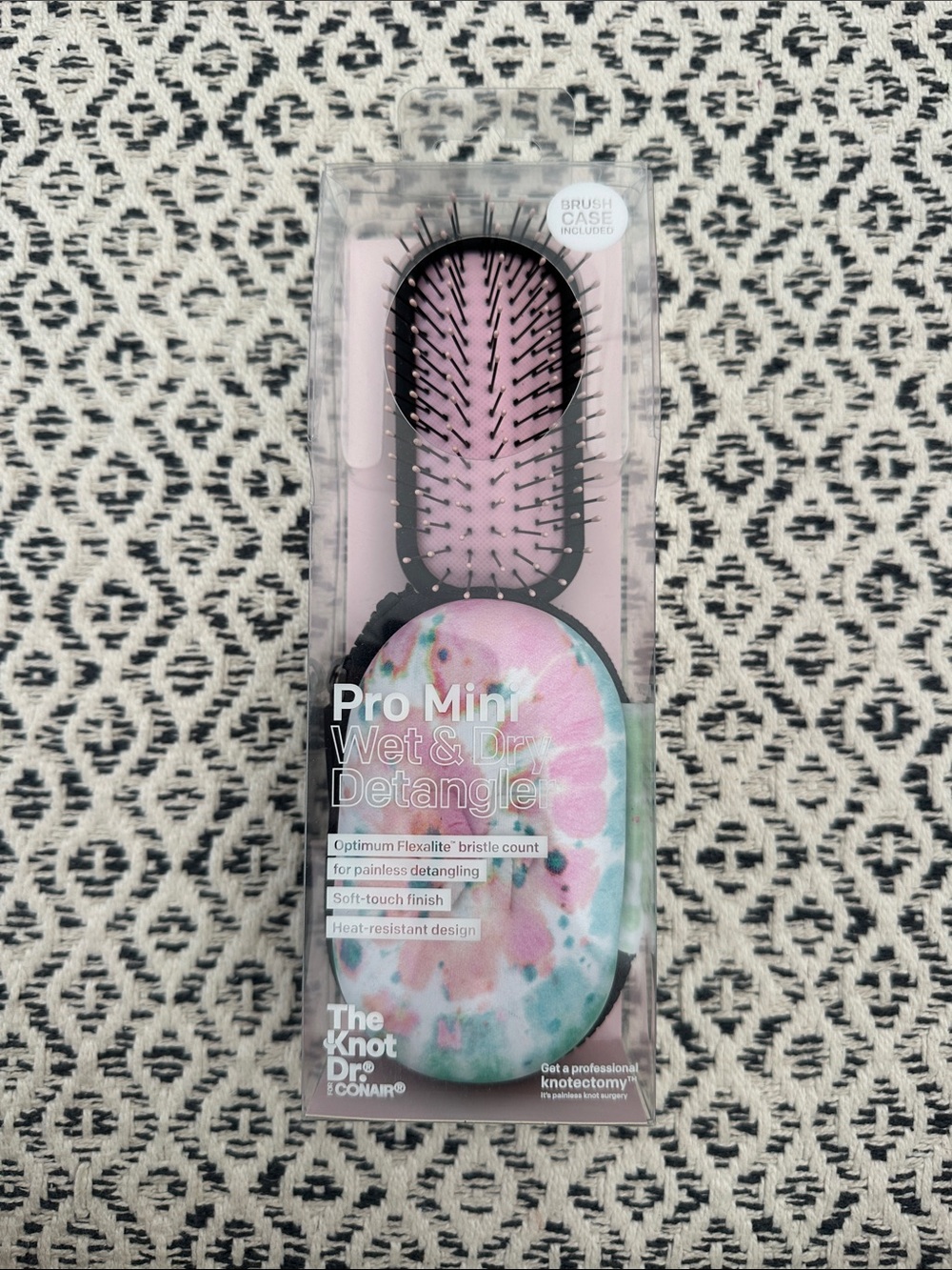 Conair Pro Mini Wet & Dry Detangling Brush — Pink Tie-Dye